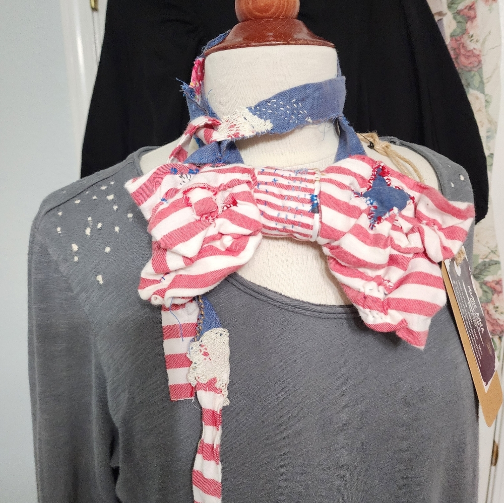 JABOT OOAK CHUNKY PATRIOTIC MOSSIE ANNA ARTISAN DESIGN NWT - Picture 9 of 14
